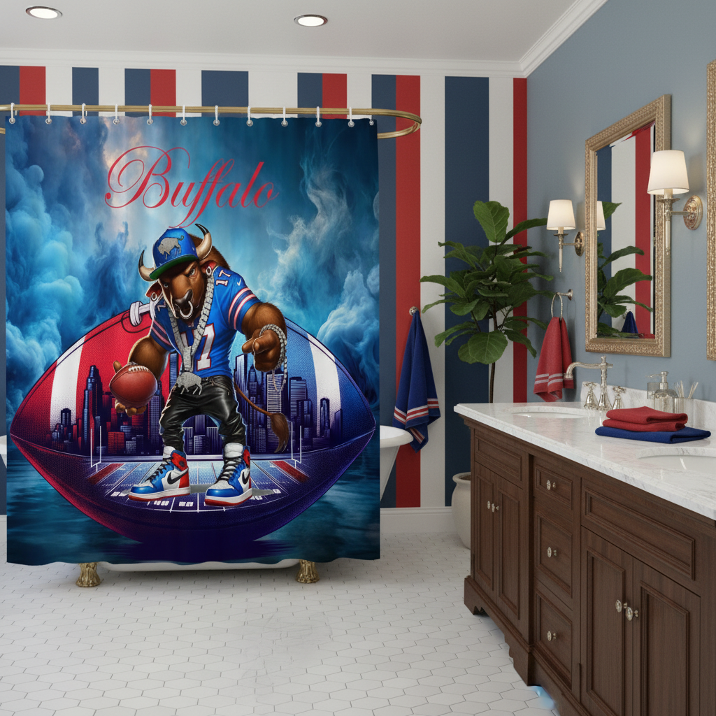 Copycat-Creations Buffalo Football Shower Curtain