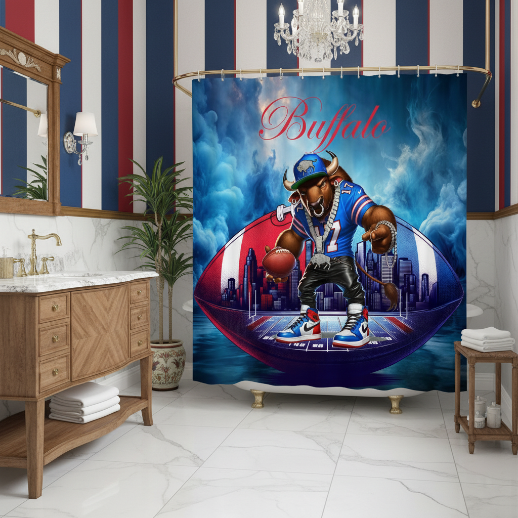 Copycat-Creations Buffalo Football Shower Curtain