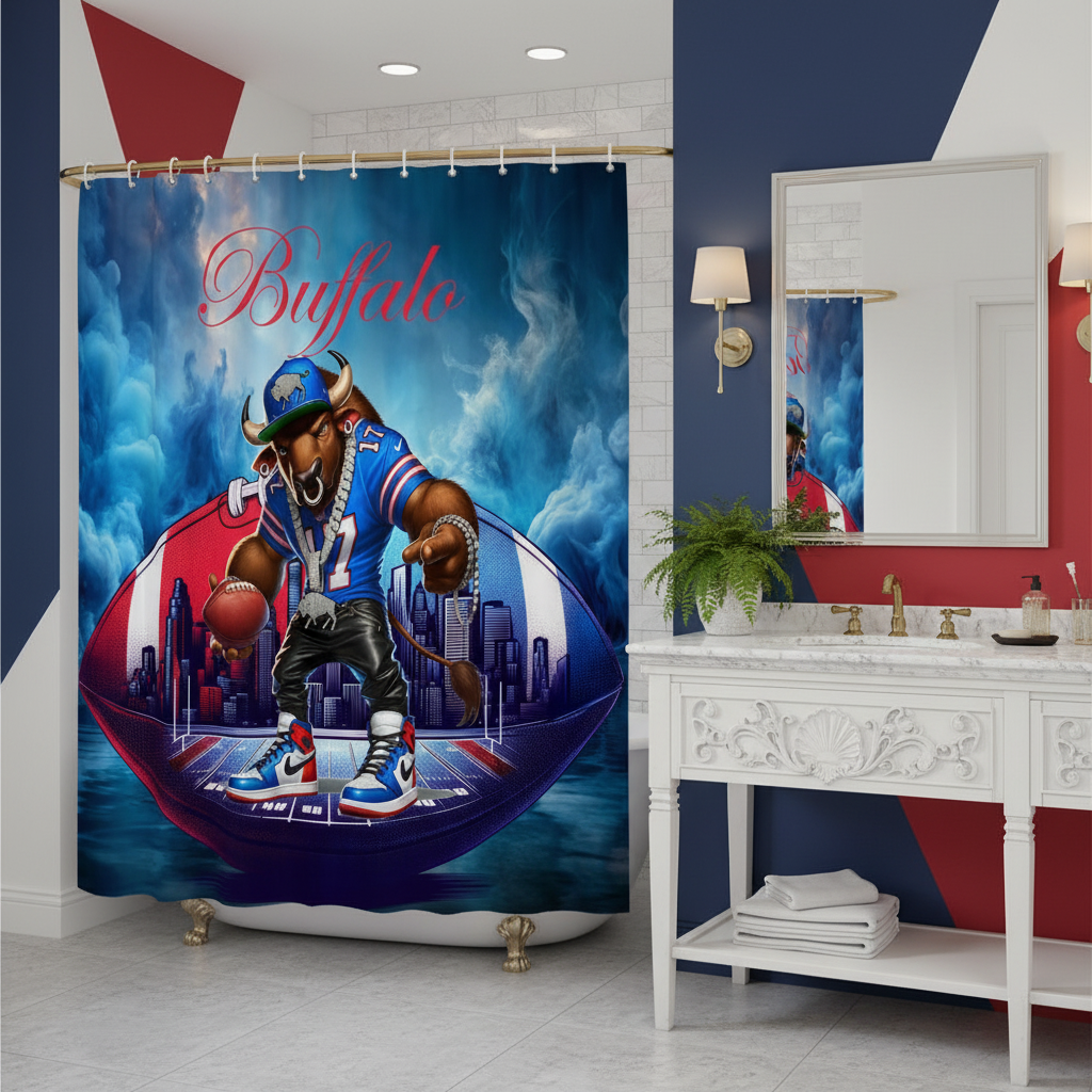 Copycat-Creations Buffalo Football Shower Curtain