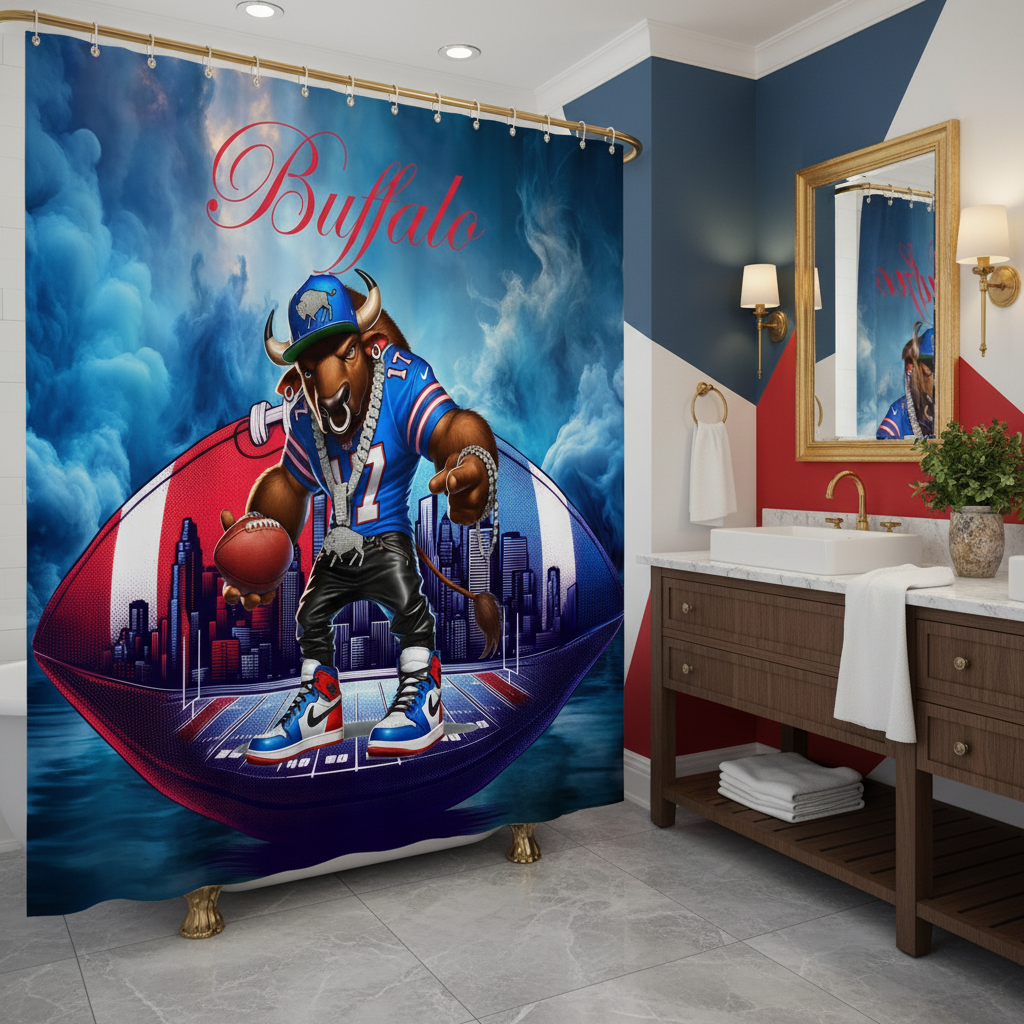 Copycat-Creations Buffalo Football Shower Curtain
