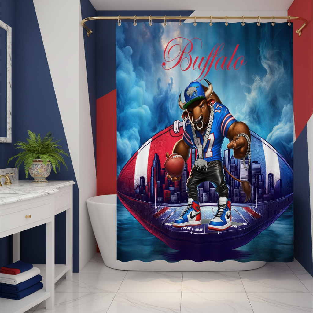 Copycat-Creations Buffalo Football Shower Curtain