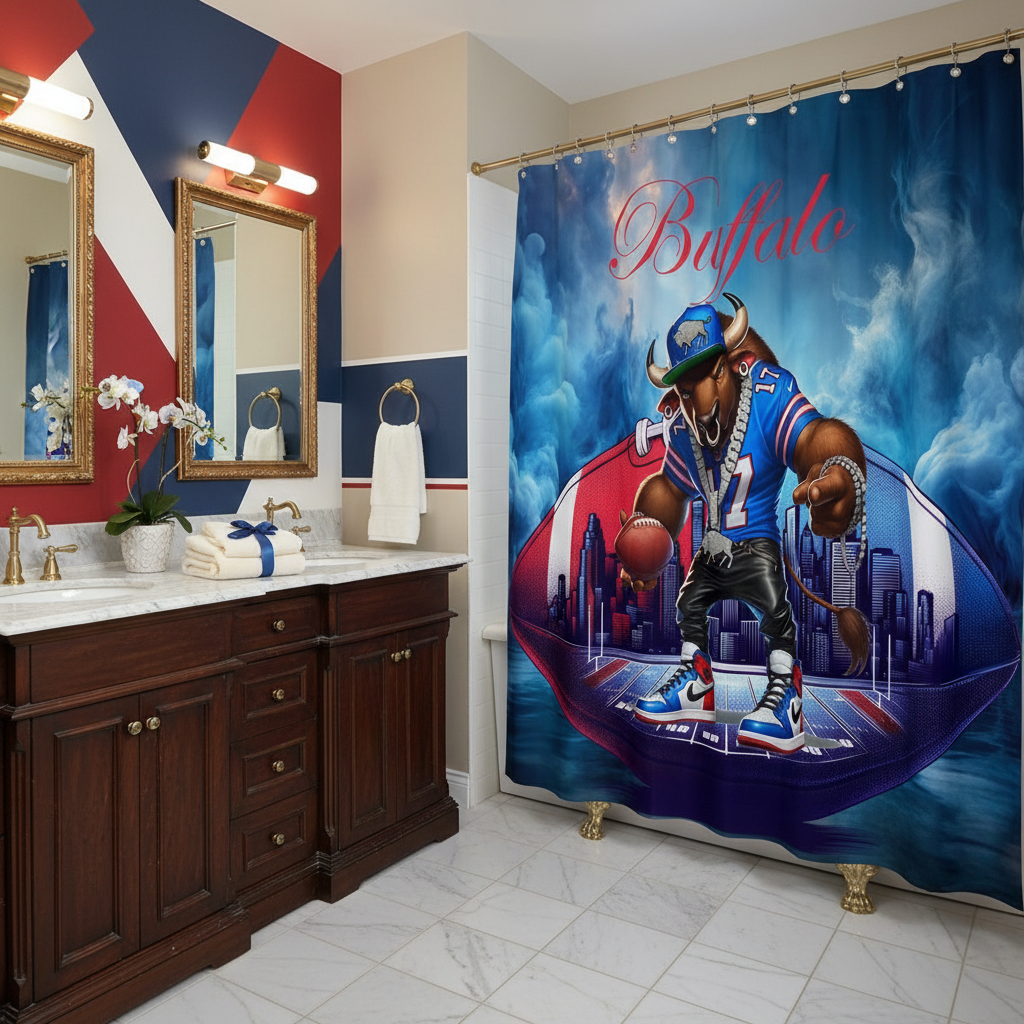 Copycat-Creations Buffalo Football Shower Curtain