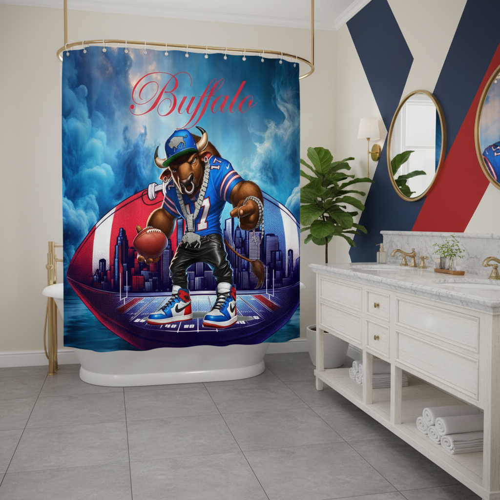 Copycat-Creations Buffalo Football Shower Curtain