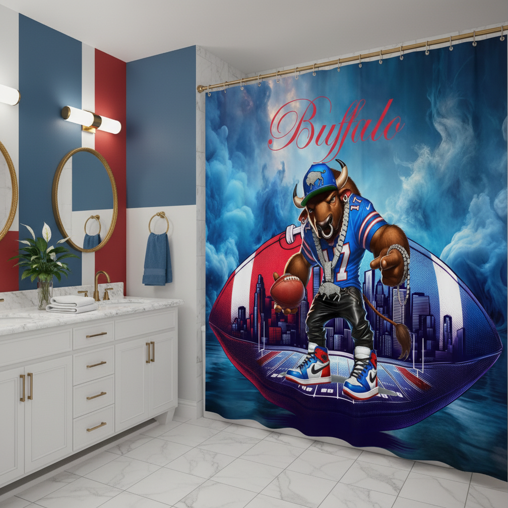 Copycat-Creations Buffalo Football Shower Curtain