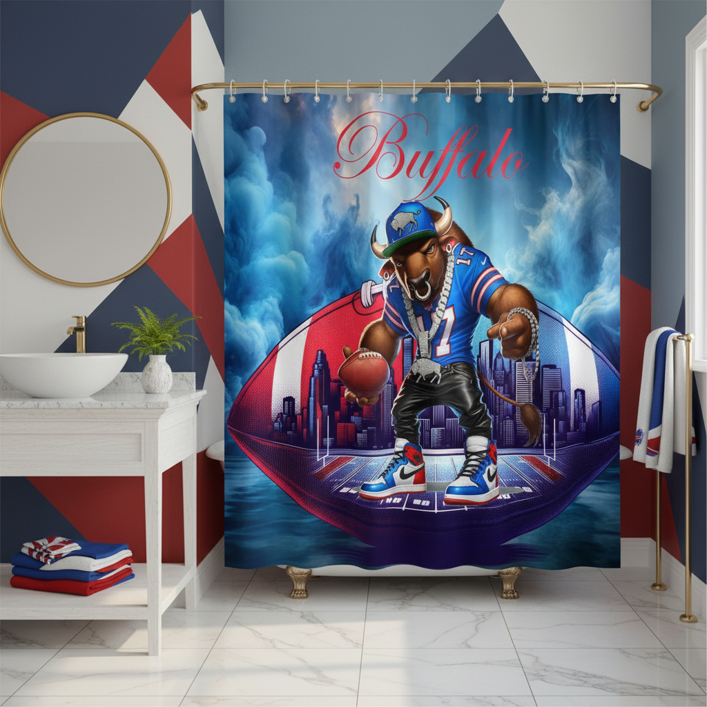 Copycat-Creations Buffalo Football Shower Curtain
