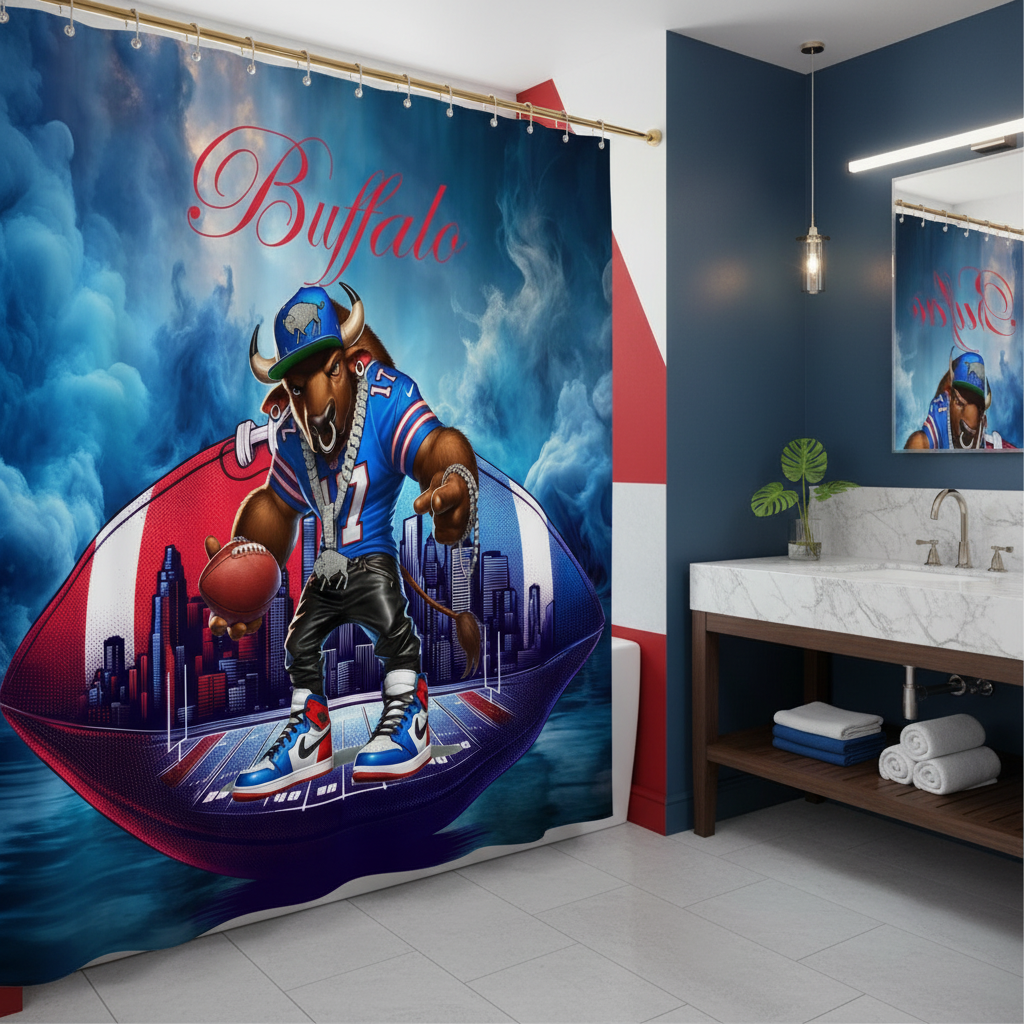 Copycat-Creations Buffalo Football Shower Curtain
