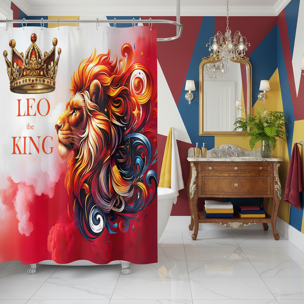 Copycat-Creations Leo The King Zodiac Shower Curtain