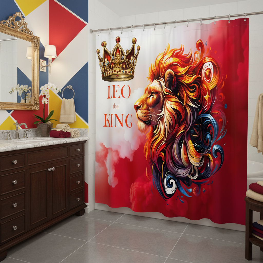 Copycat-Creations Leo The King Zodiac Shower Curtain