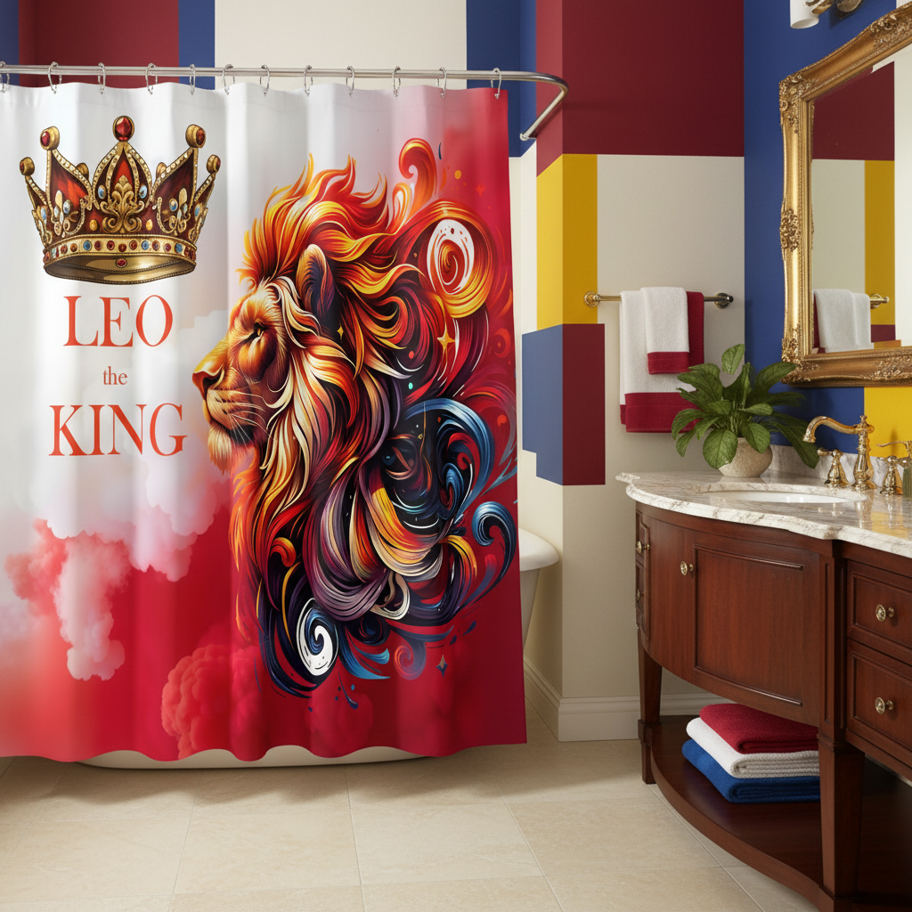 Copycat-Creations Leo The King Zodiac Shower Curtain