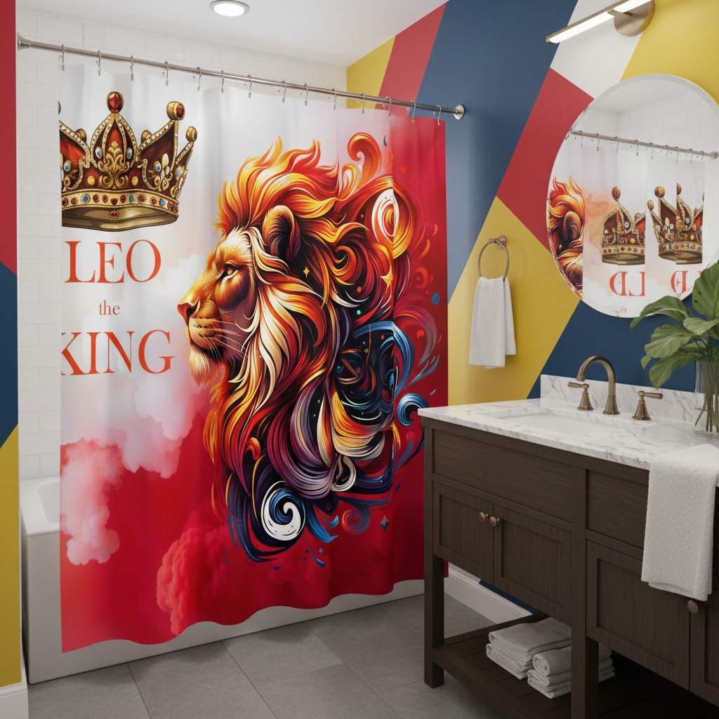 Copycat-Creations Leo The King Zodiac Shower Curtain