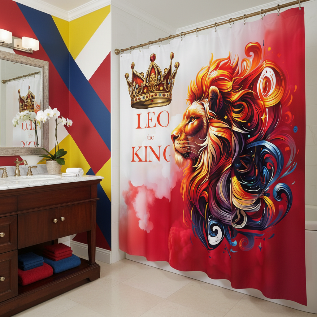 Copycat-Creations Leo The King Zodiac Shower Curtain