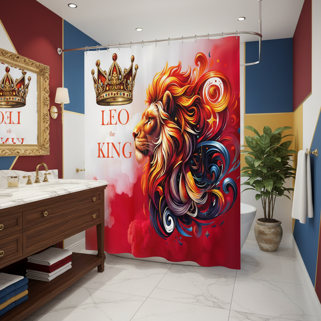 Copycat-Creations Leo The King Zodiac Shower Curtain