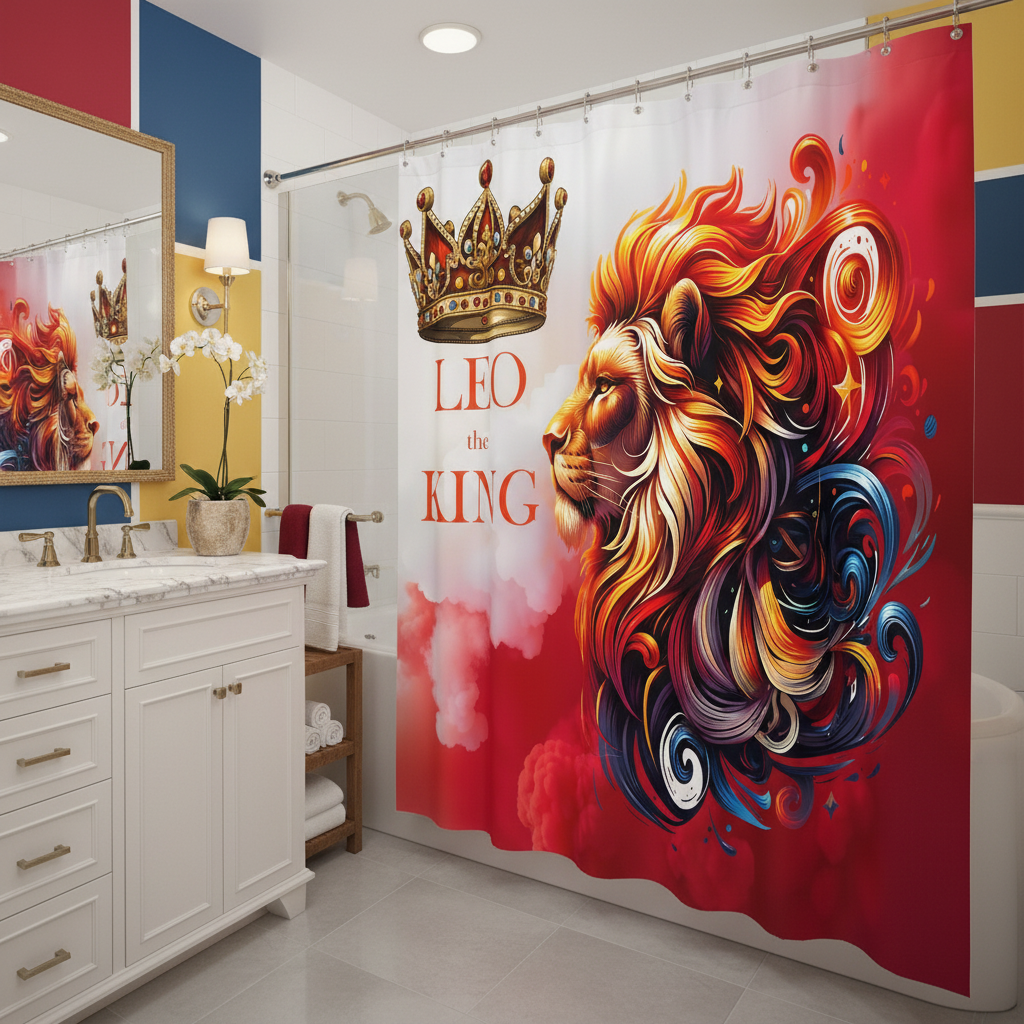 Copycat-Creations Leo The King Zodiac Shower Curtain