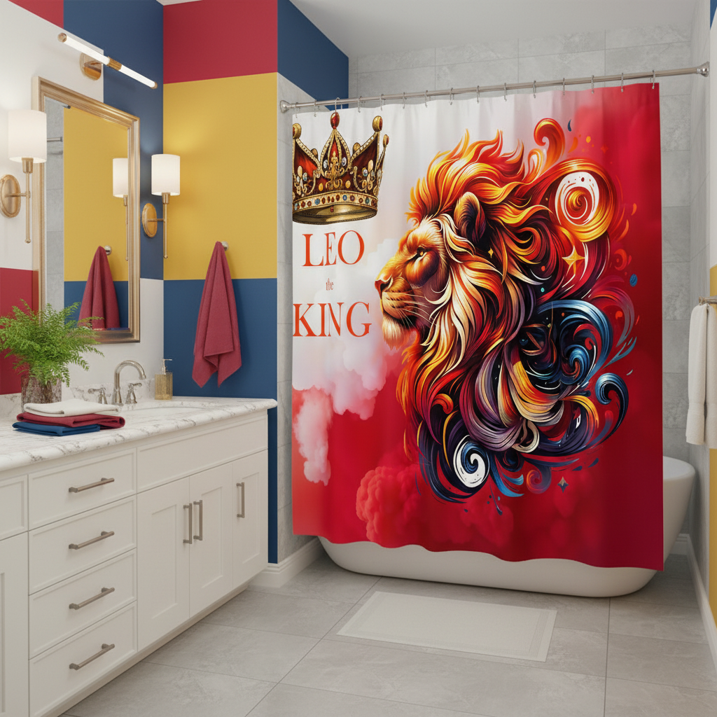 Copycat-Creations Leo The King Zodiac Shower Curtain