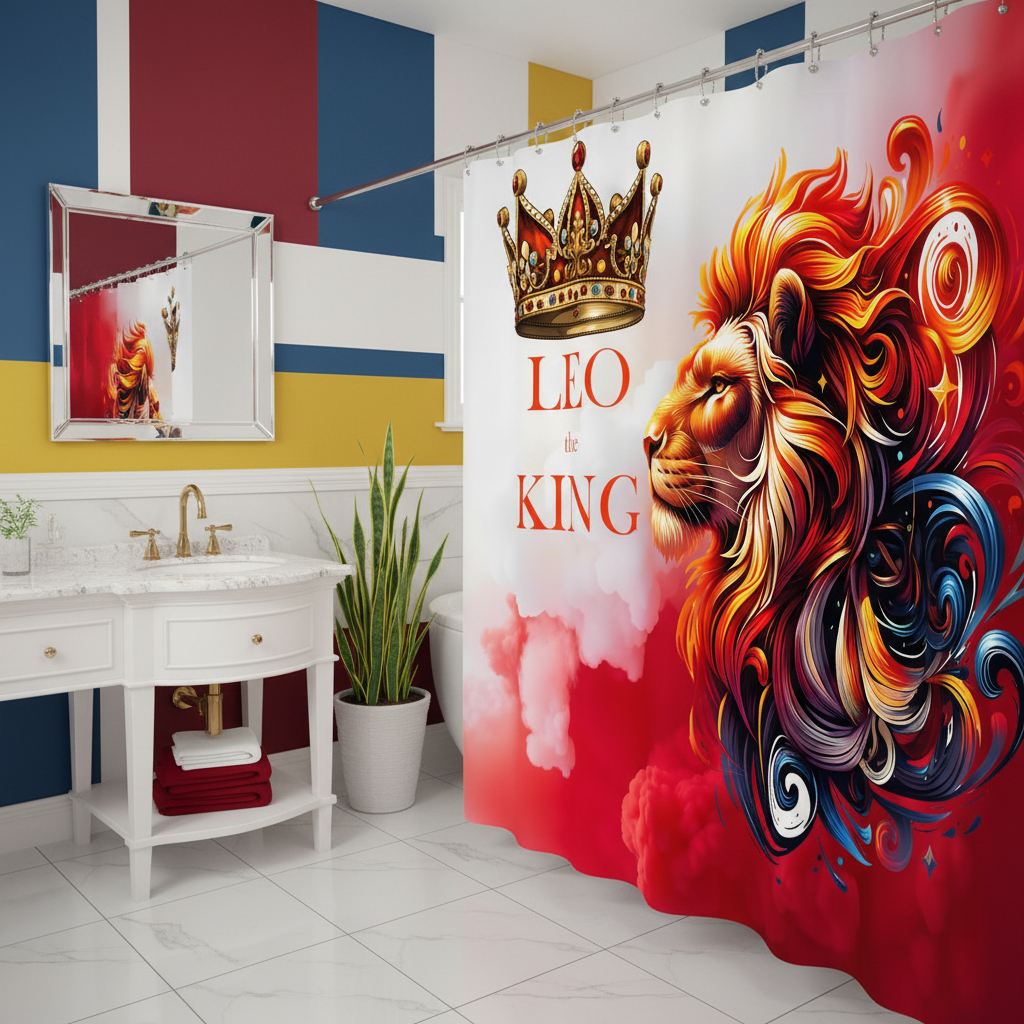 Copycat-Creations Leo The King Zodiac Shower Curtain