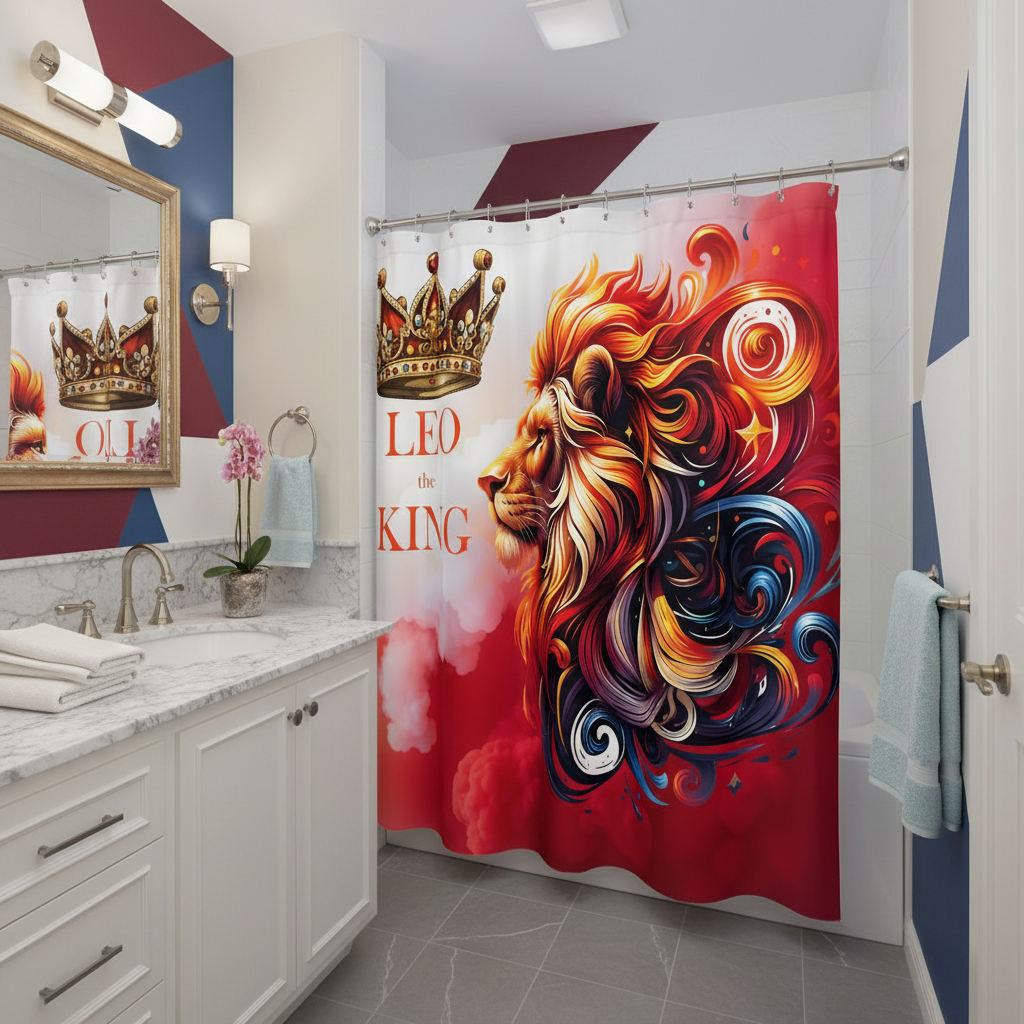 Copycat-Creations Leo The King Zodiac Shower Curtain