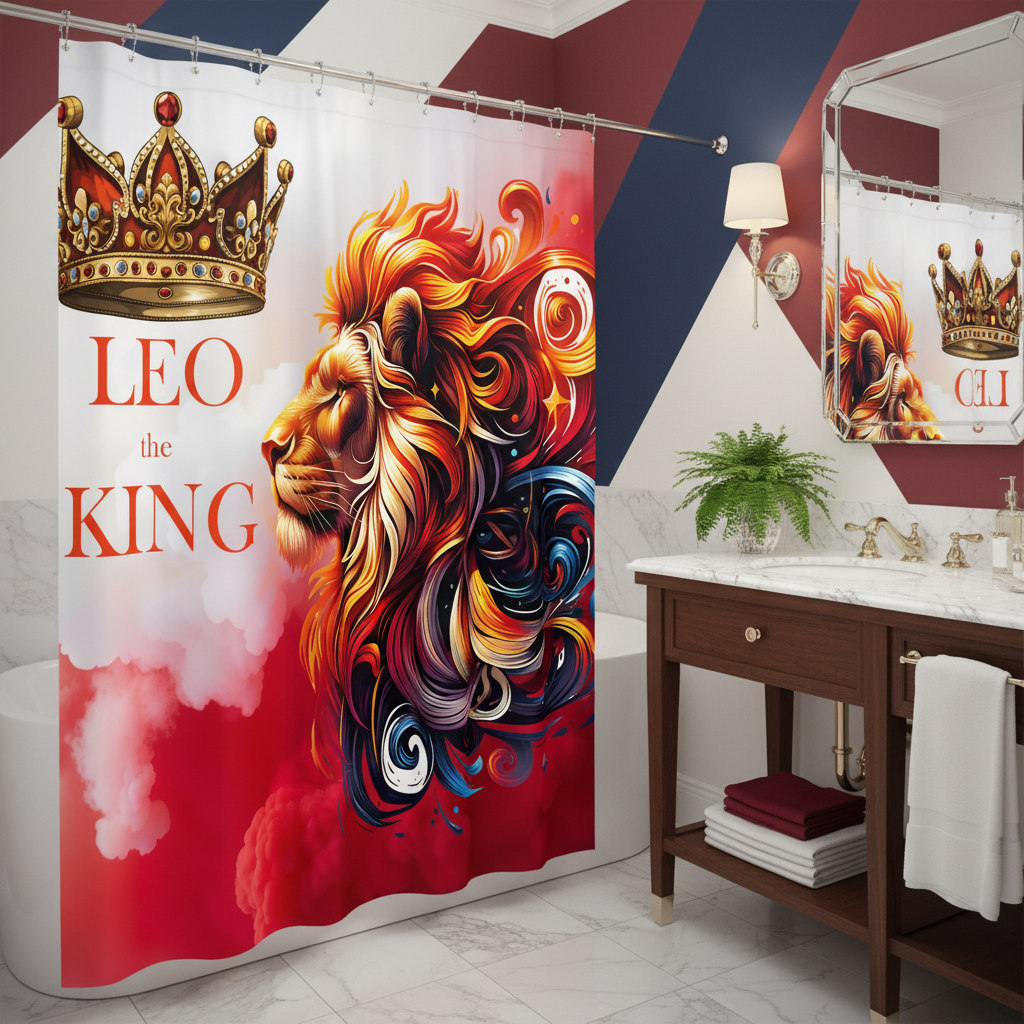Copycat-Creations Leo The King Zodiac Shower Curtain
