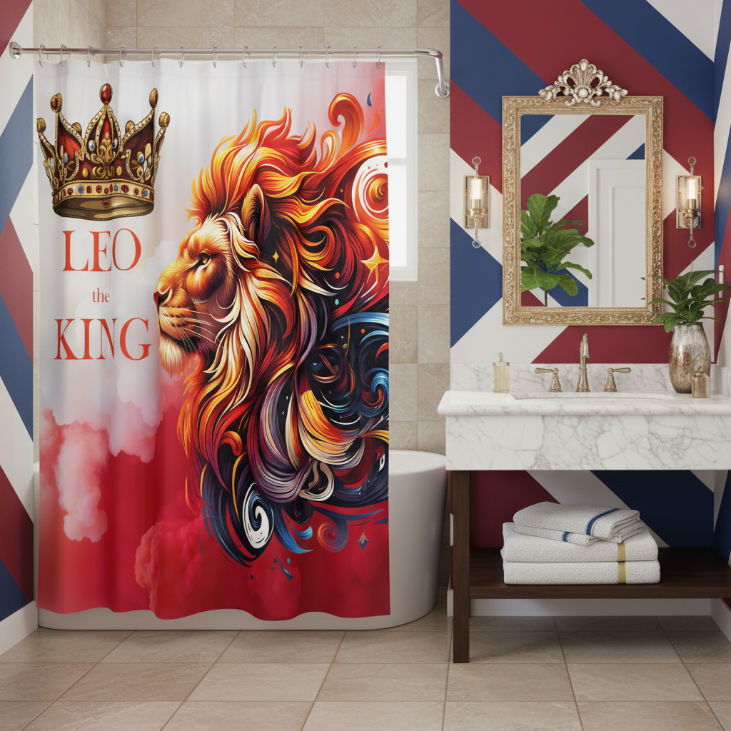 Copycat-Creations Leo The King Zodiac Shower Curtain