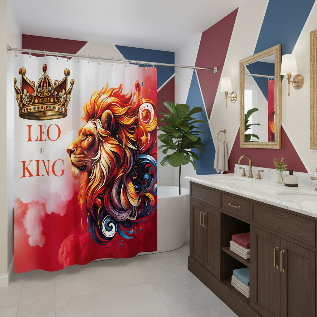 Copycat-Creations Leo The King Zodiac Shower Curtain