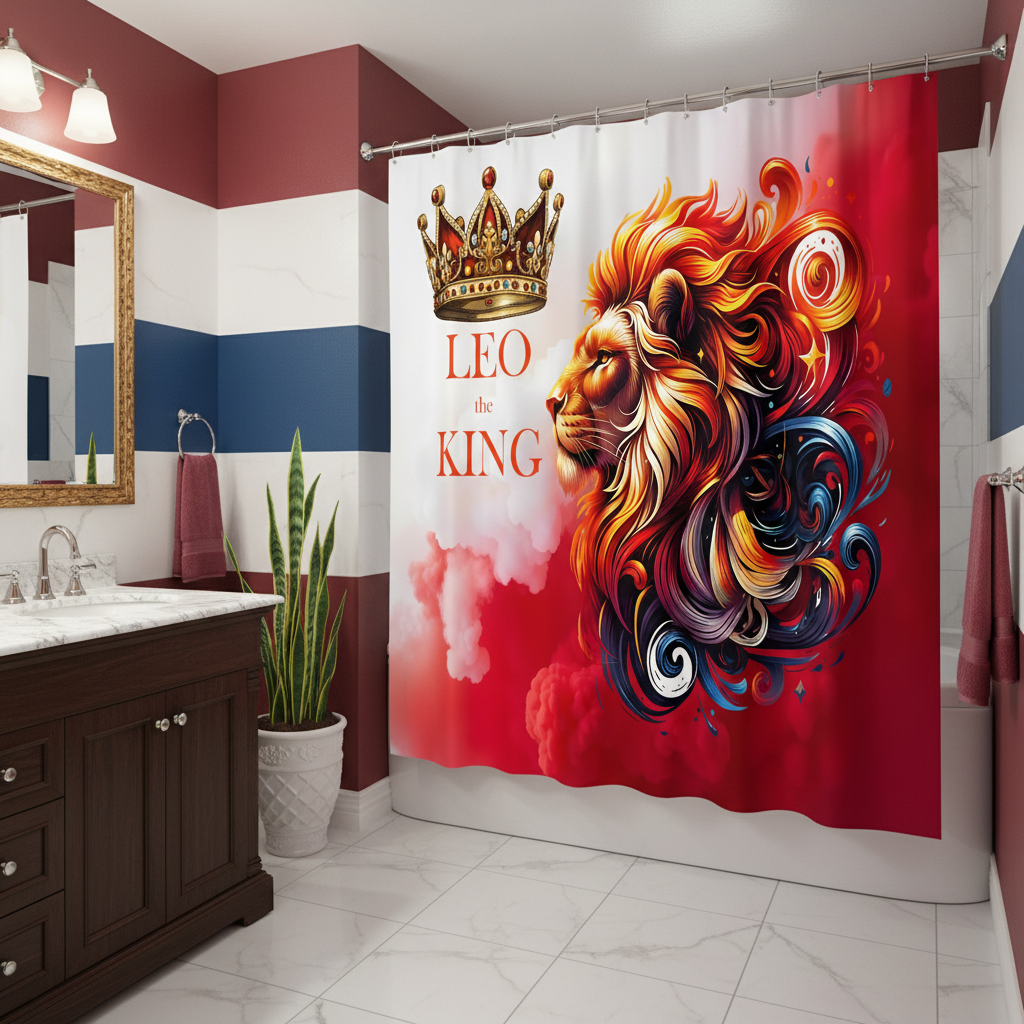 Copycat-Creations Leo The King Zodiac Shower Curtain
