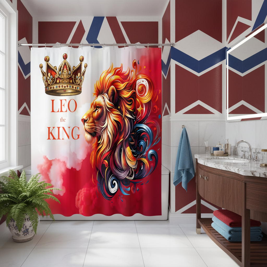Copycat-Creations Leo The King Zodiac Shower Curtain
