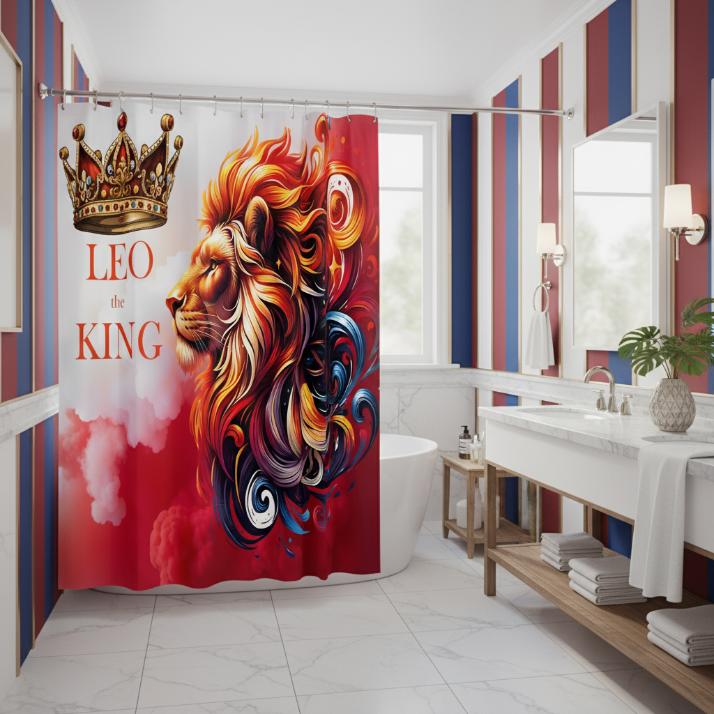 Copycat-Creations Leo The King Zodiac Shower Curtain