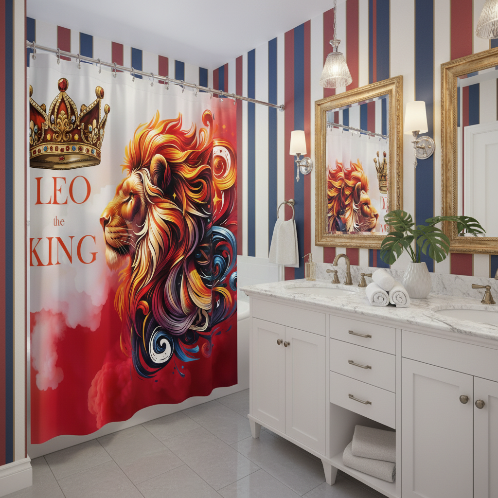 Copycat-Creations Leo The King Zodiac Shower Curtain