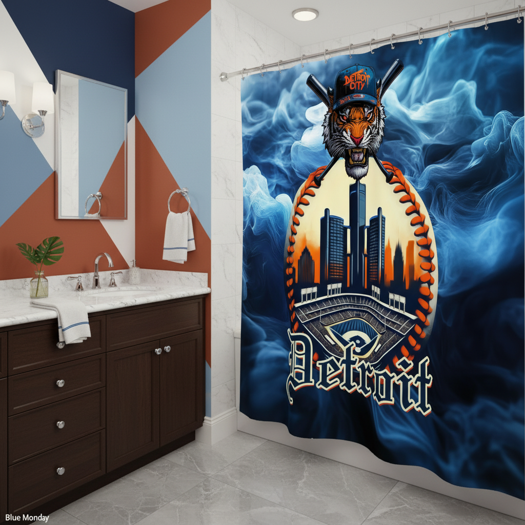 Copycat-Creations Detroit Baseball 3rd Edition Shower Curtain