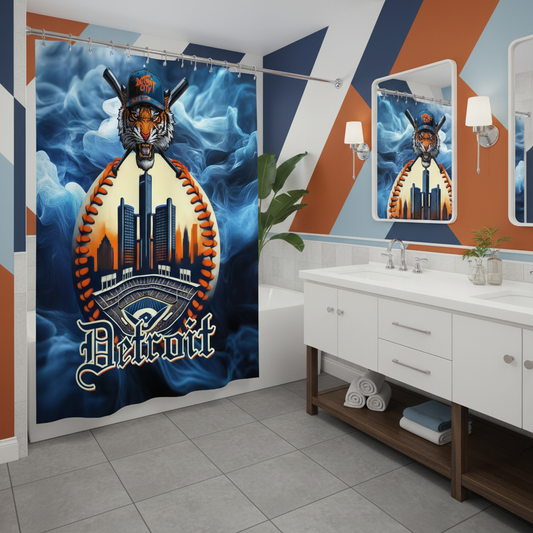 Copycat-Creations Detroit Baseball 3rd Edition Shower Curtain