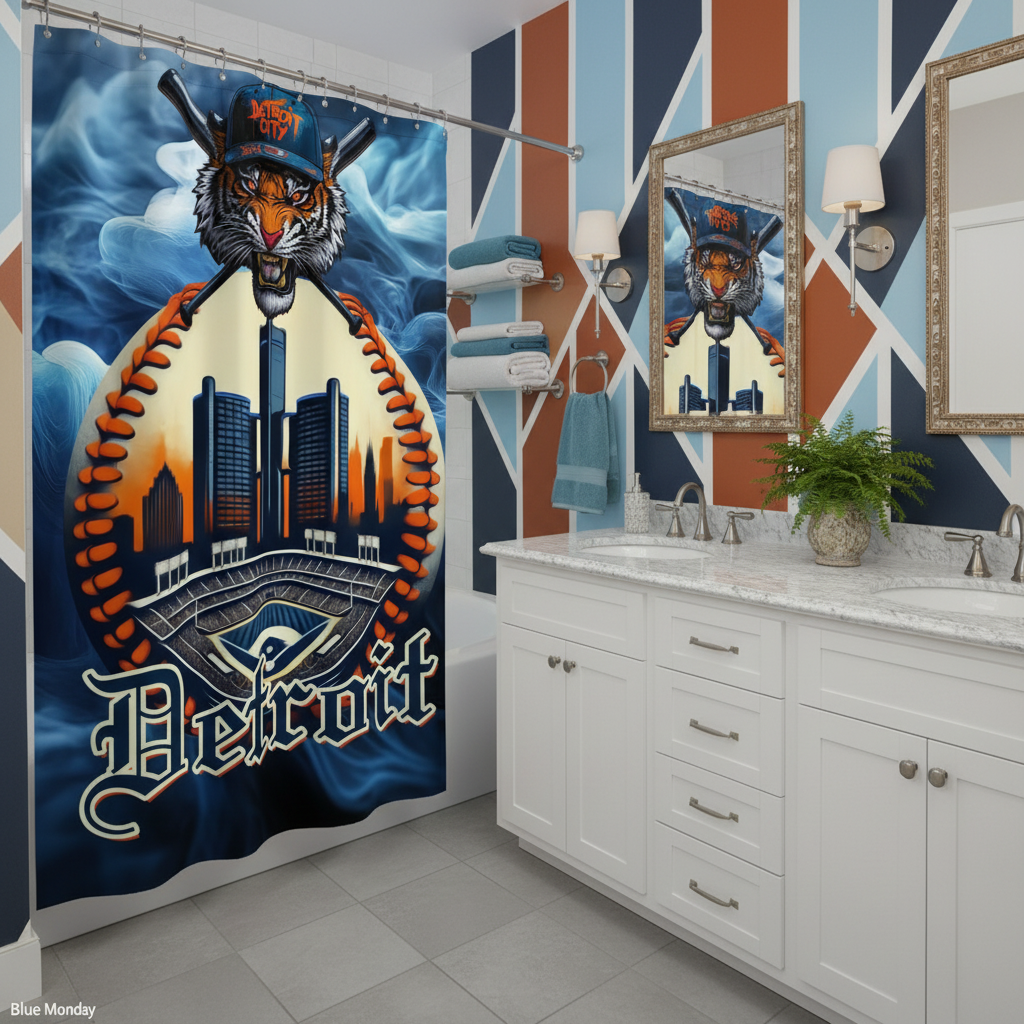 Copycat-Creations Detroit Baseball 3rd Edition Shower Curtain