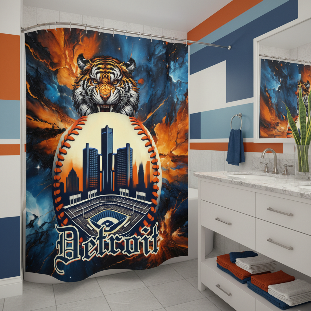 Copycat-Creations Detroit Baseball 2nd Edition Shower Curtain