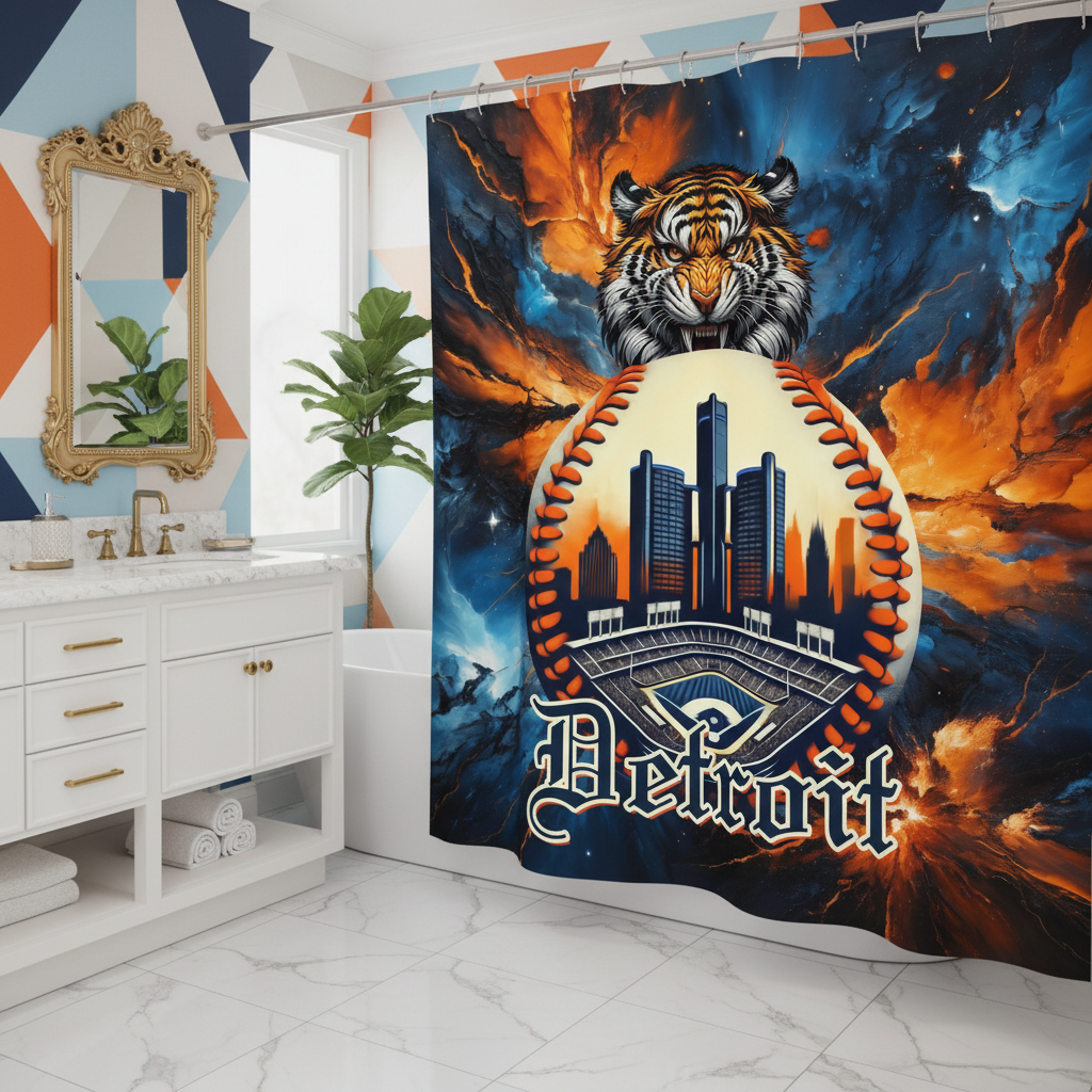 Copycat-Creations Detroit Baseball 2nd Edition Shower Curtain