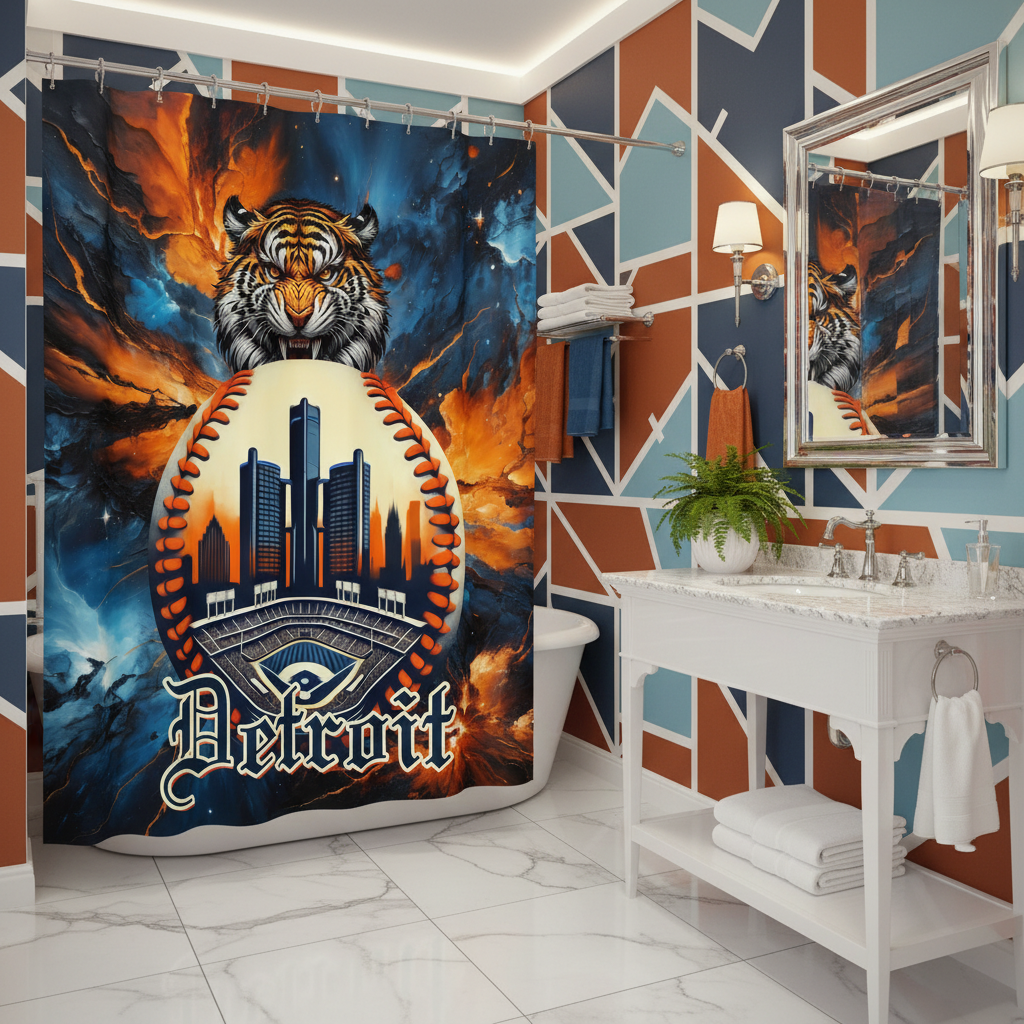 Copycat-Creations Detroit Baseball 2nd Edition Shower Curtain