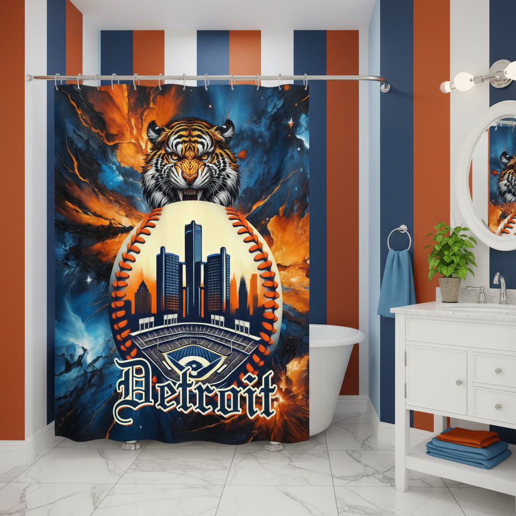 Copycat-Creations Detroit Baseball 2nd Edition Shower Curtain