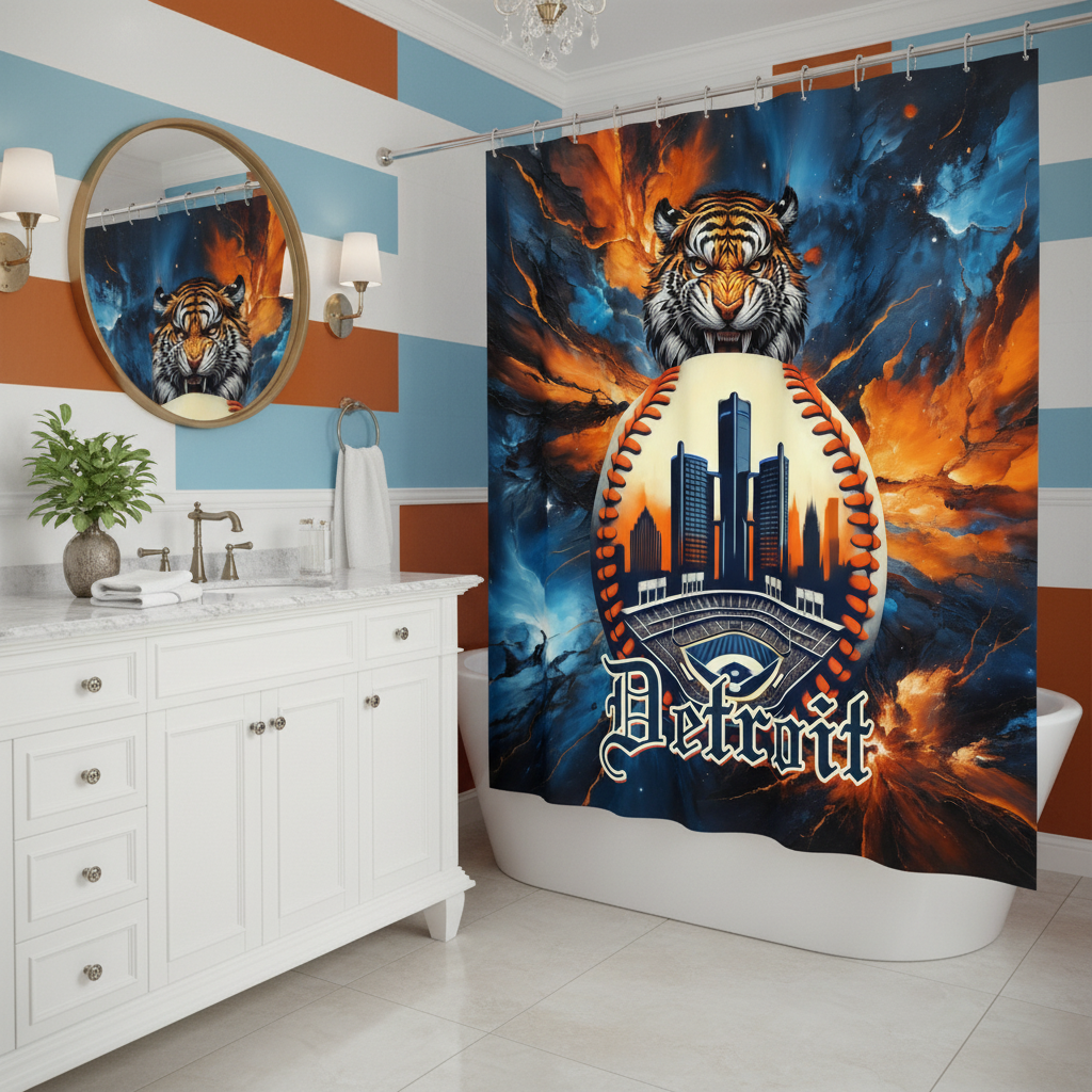 Copycat-Creations Detroit Baseball 2nd Edition Shower Curtain