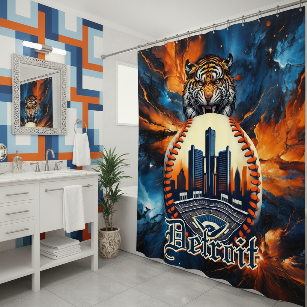 Copycat-Creations Detroit Baseball 2nd Edition Shower Curtain