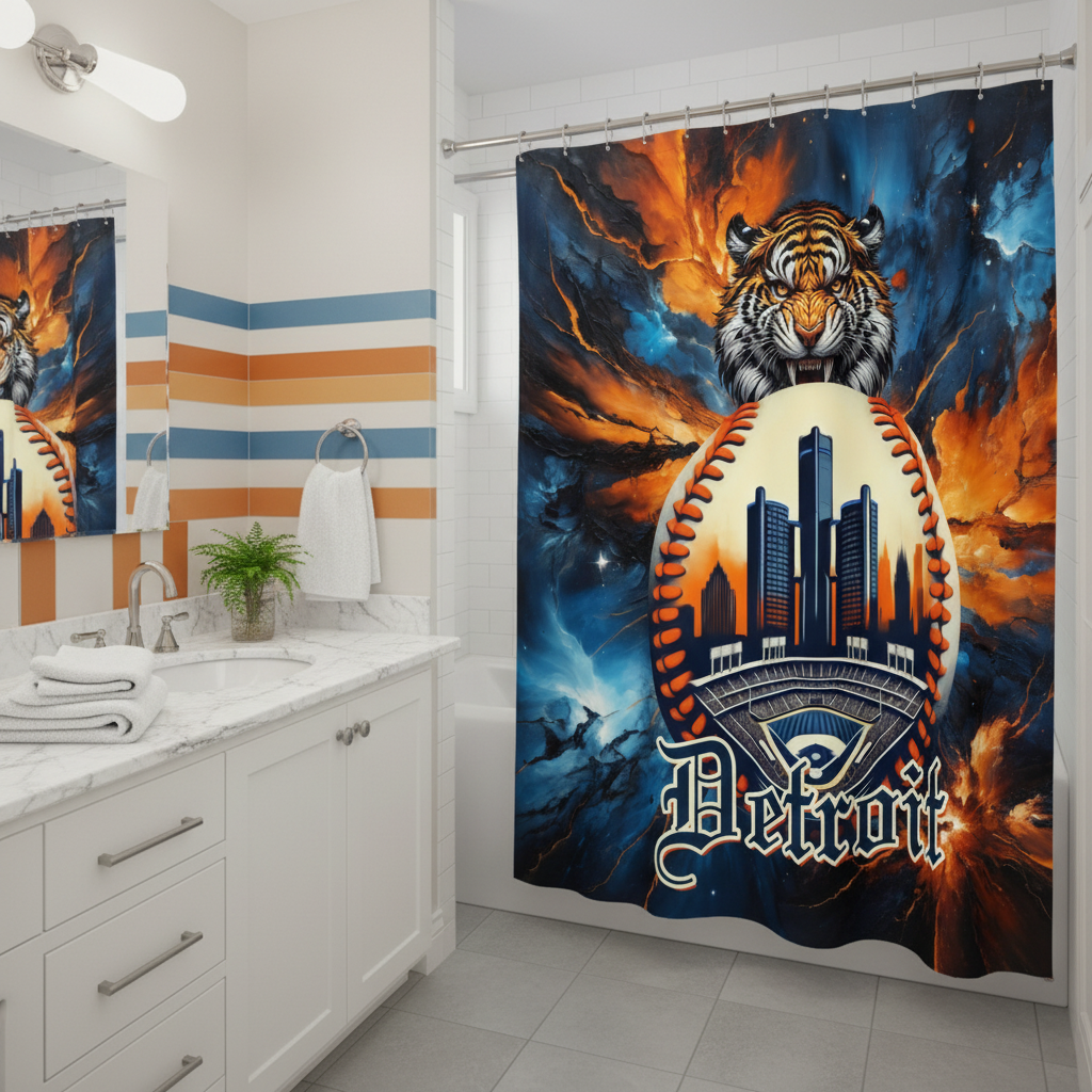 Copycat-Creations Detroit Baseball 2nd Edition Shower Curtain