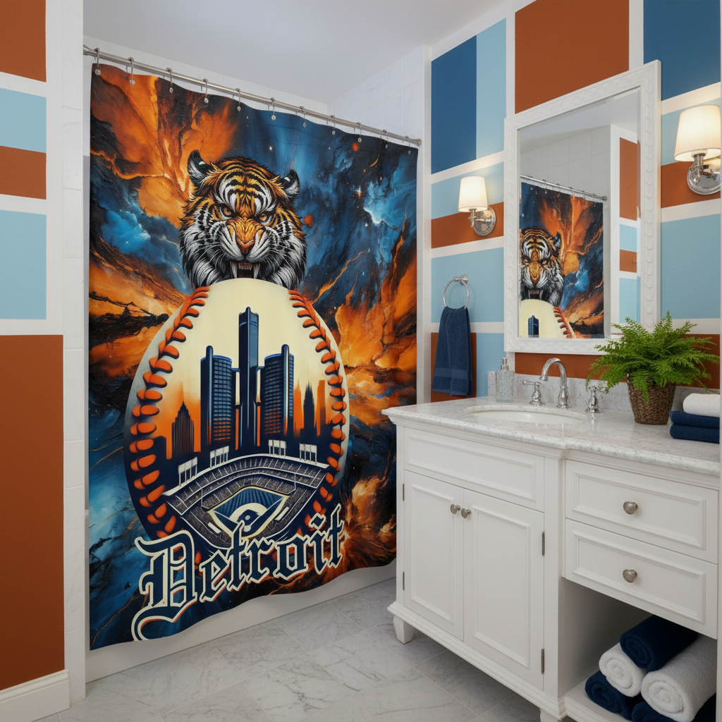 Copycat-Creations Detroit Baseball 2nd Edition Shower Curtain