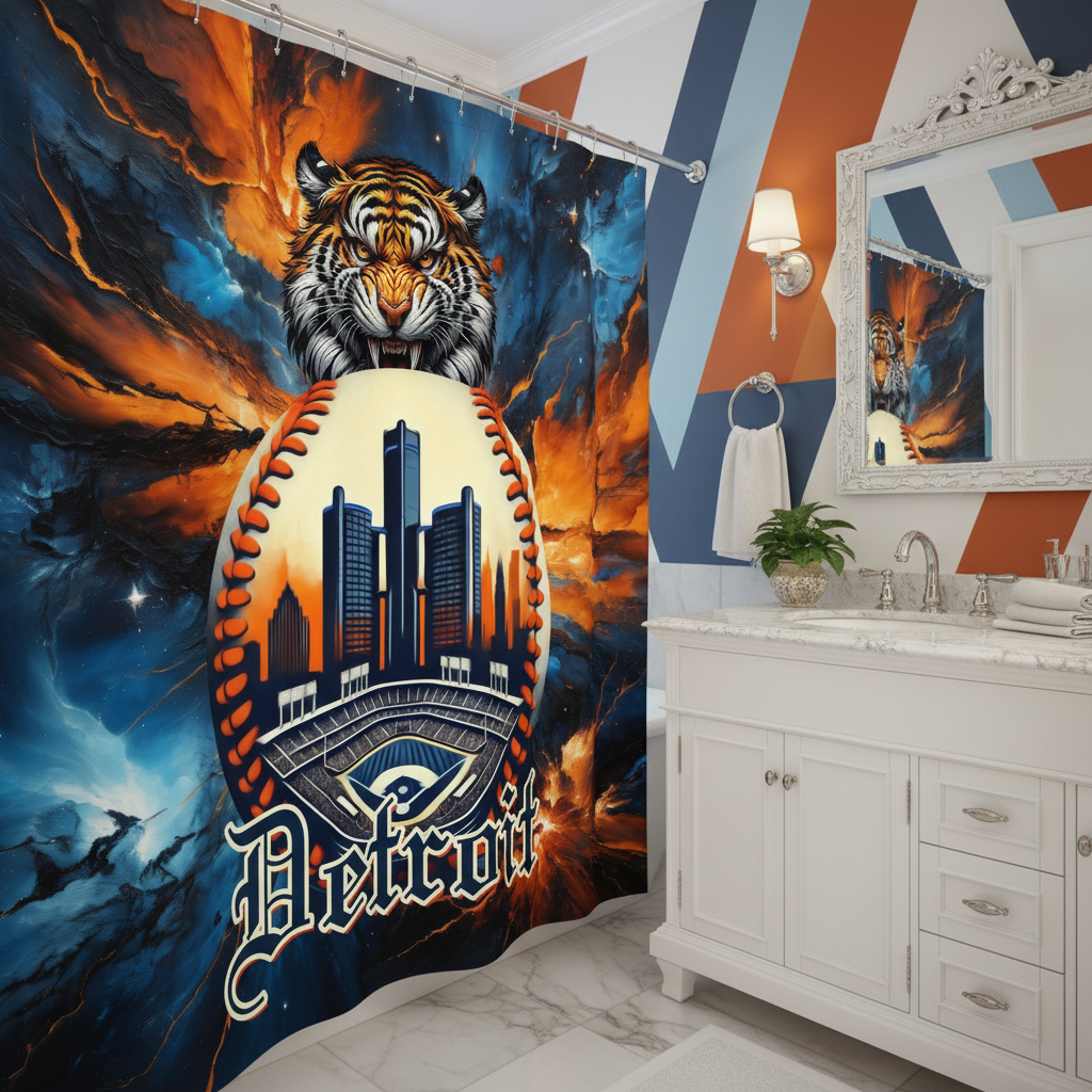 Copycat-Creations Detroit Baseball 2nd Edition Shower Curtain