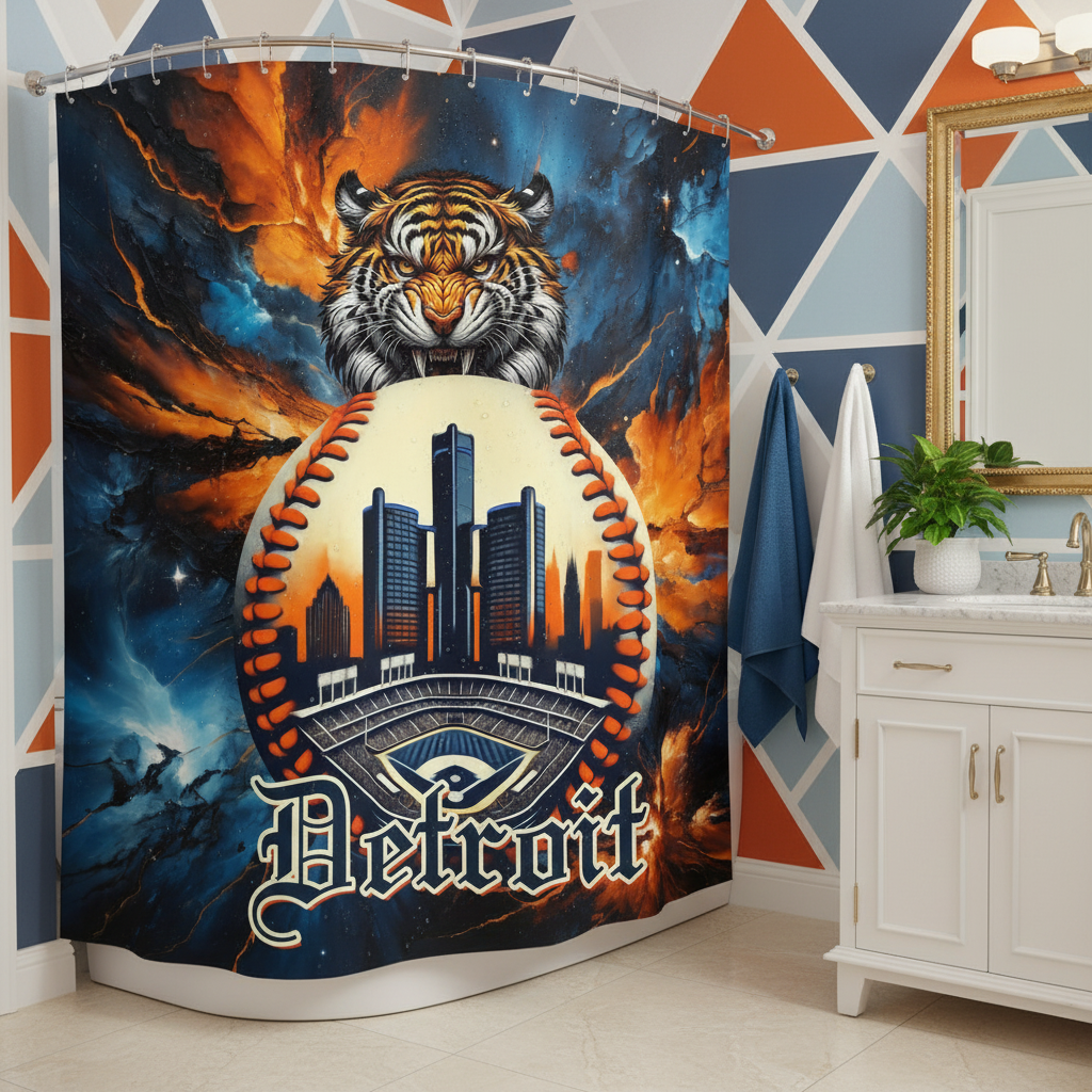 Copycat-Creations Detroit Baseball 2nd Edition Shower Curtain