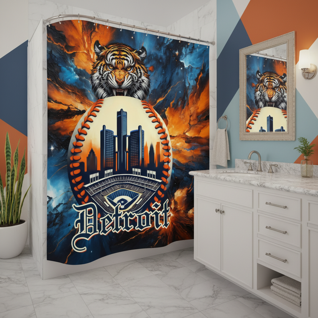 Copycat-Creations Detroit Baseball 2nd Edition Shower Curtain