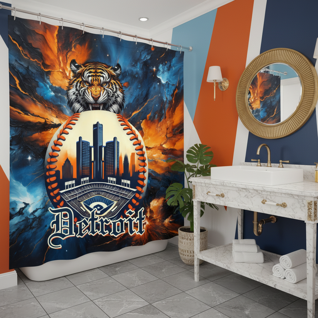Copycat-Creations Detroit Baseball 2nd Edition Shower Curtain