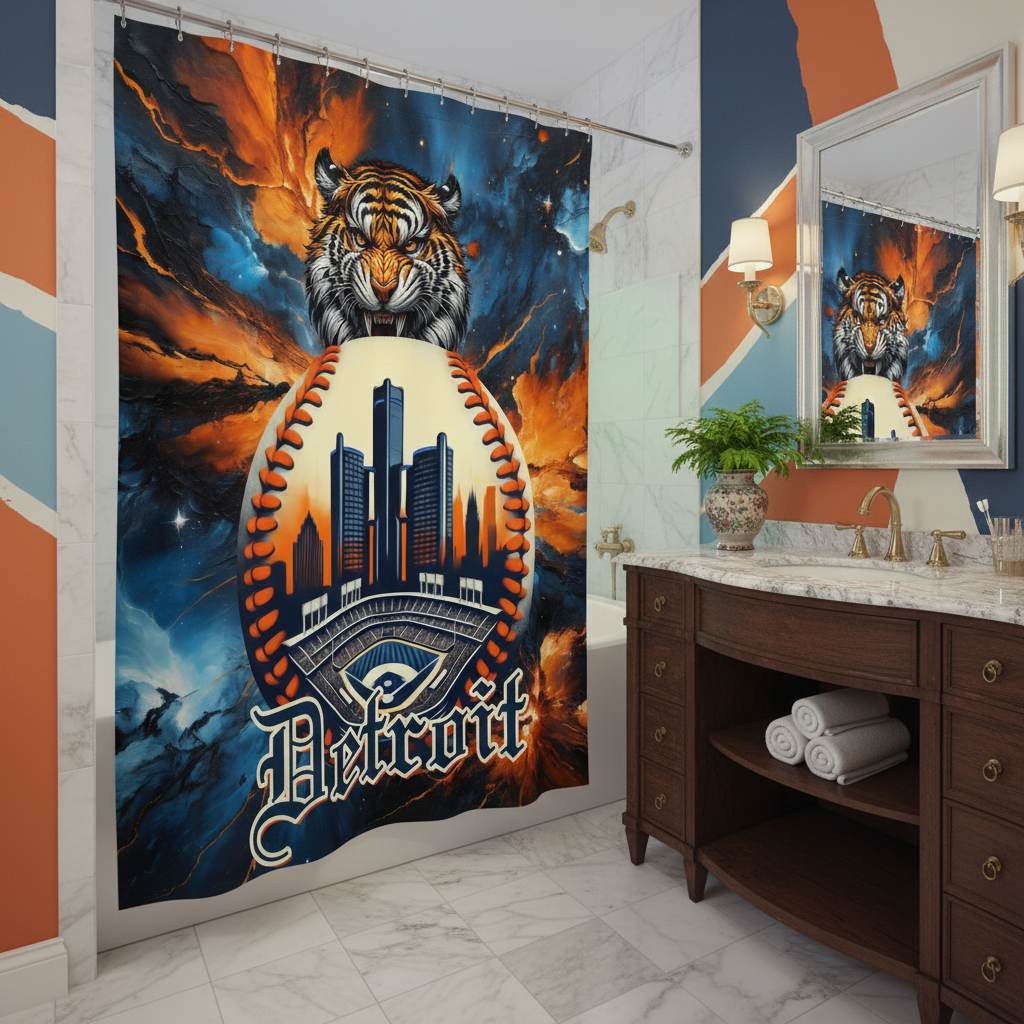 Copycat-Creations Detroit Baseball 2nd Edition Shower Curtain
