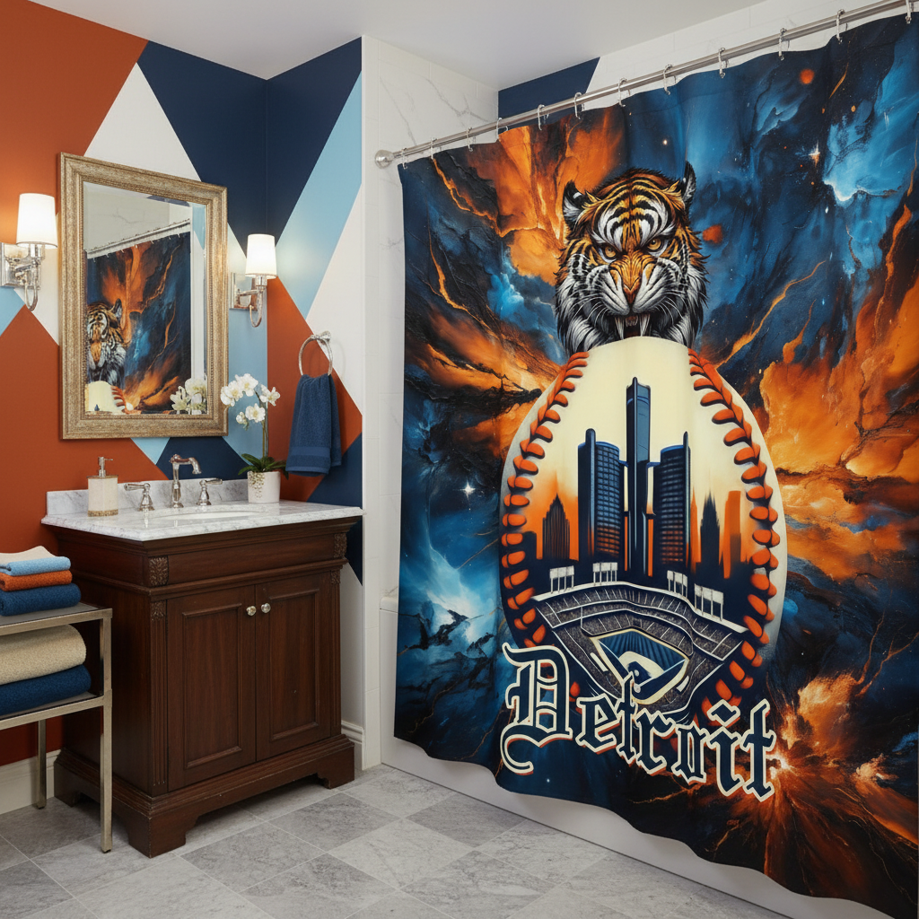 Copycat-Creations Detroit Baseball 2nd Edition Shower Curtain