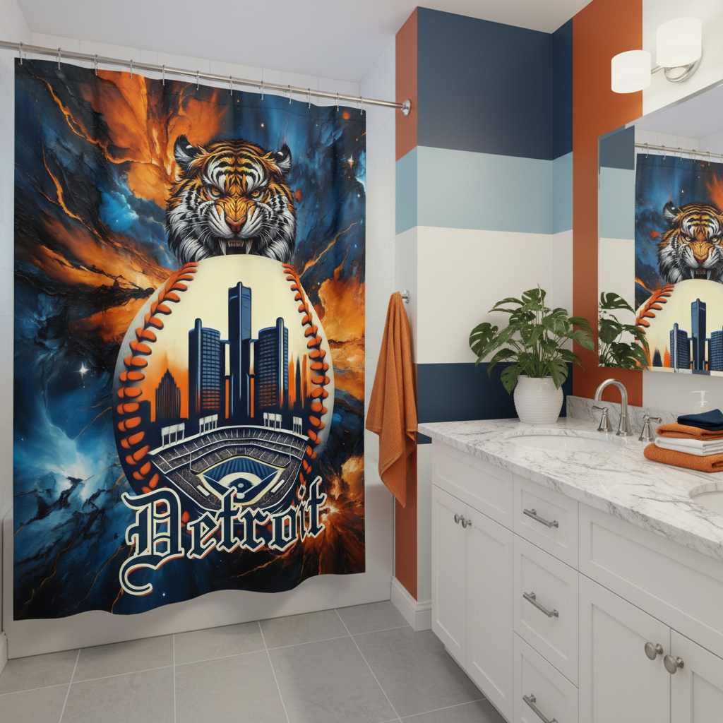 Copycat-Creations Detroit Baseball 2nd Edition Shower Curtain