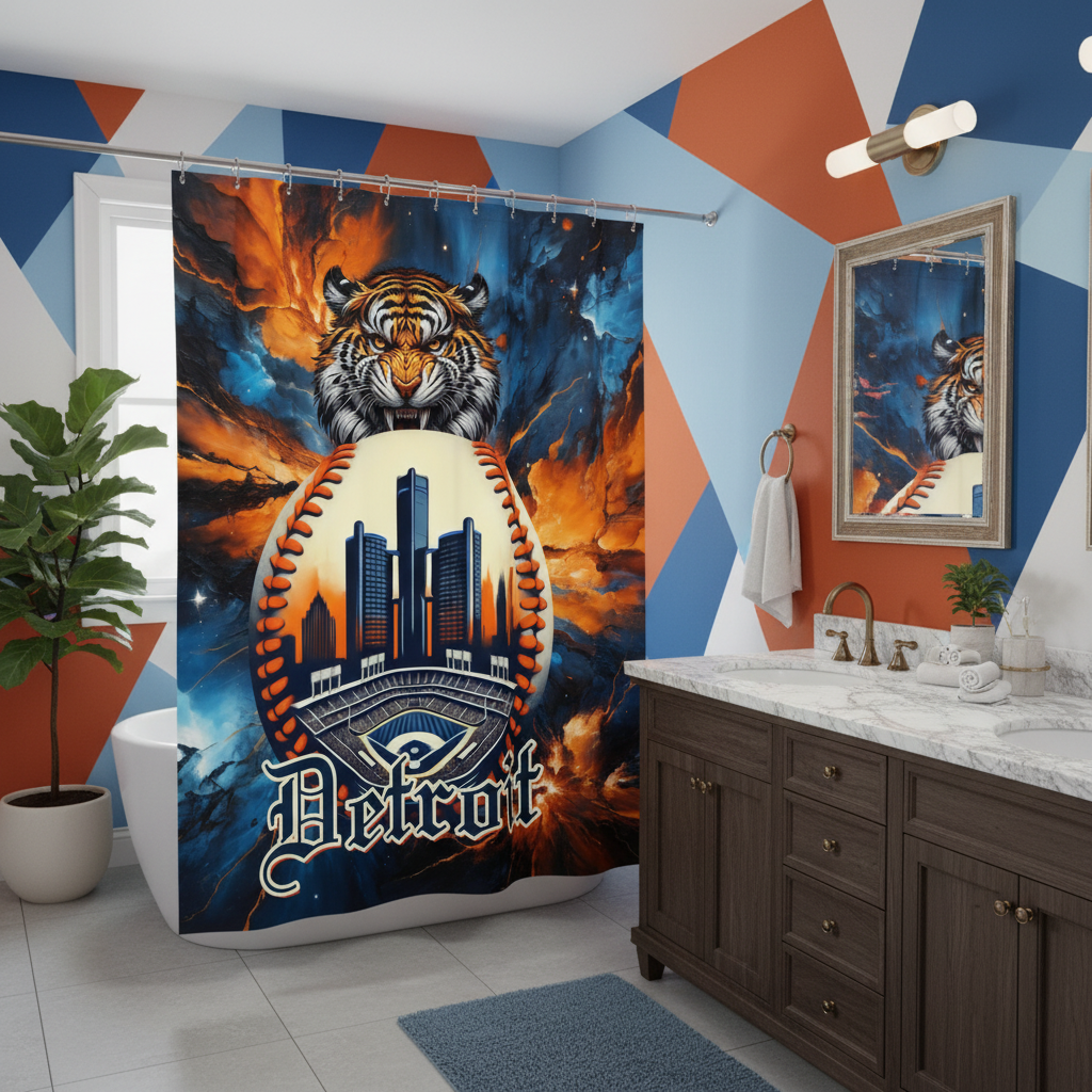 Copycat-Creations Detroit Baseball 2nd Edition Shower Curtain