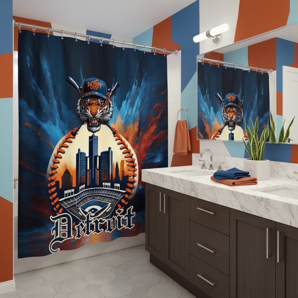 Copycat-Creations Detroit Baseball Shower Curtain