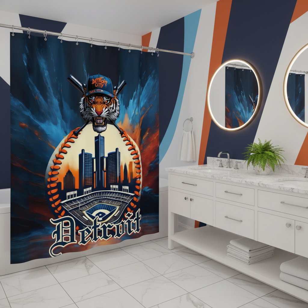 Copycat-Creations Detroit Baseball Shower Curtain