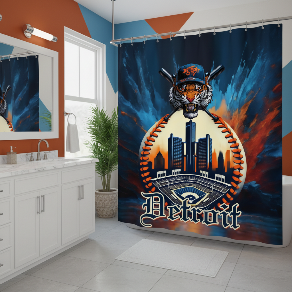 Copycat-Creations Detroit Baseball Shower Curtain