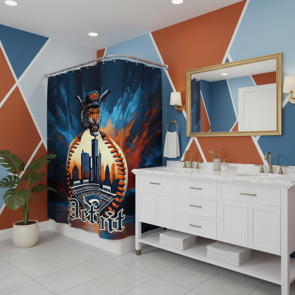 Copycat-Creations Detroit Baseball Shower Curtain